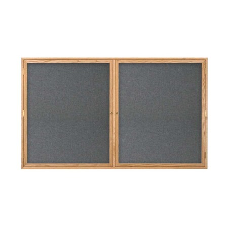 United Visual Products Double Door Indoor Enclosed Easy Tack Bo UV331EZ-GREEN-SATIN